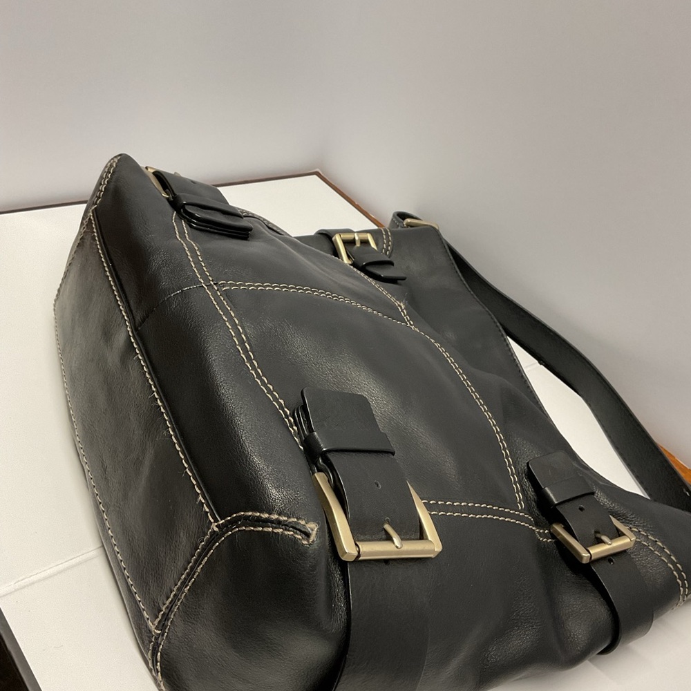 Michael Kors Black Shoulder Bag with Buckle Accents - Picture 11 of 11